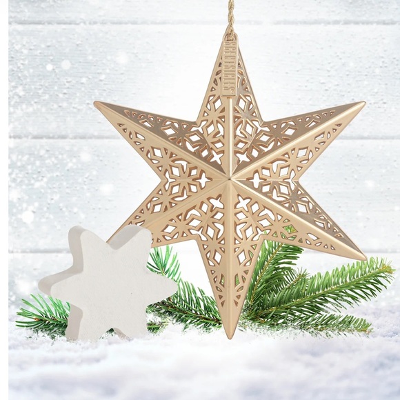 ❤️ SCENTED DECORATIVE ORNAMENT, WHITE WINTER FIR, METAL GOLD STAR - Picture 1 of 8